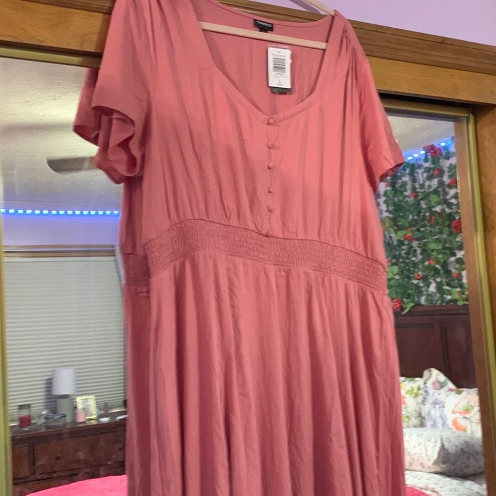 Smocked Waist Maxi Dress - Stretch Challis Rose